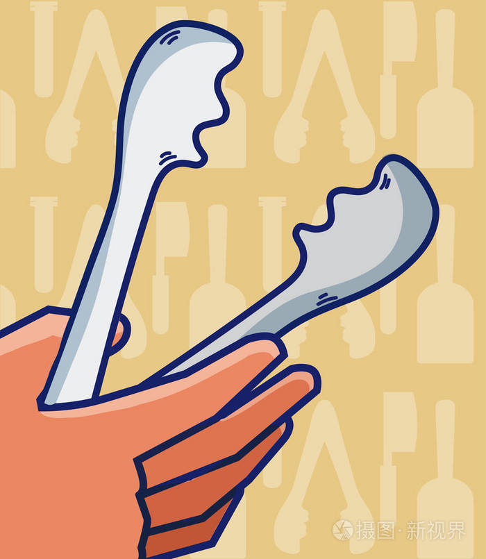 手抓镊子矢量图平面设计