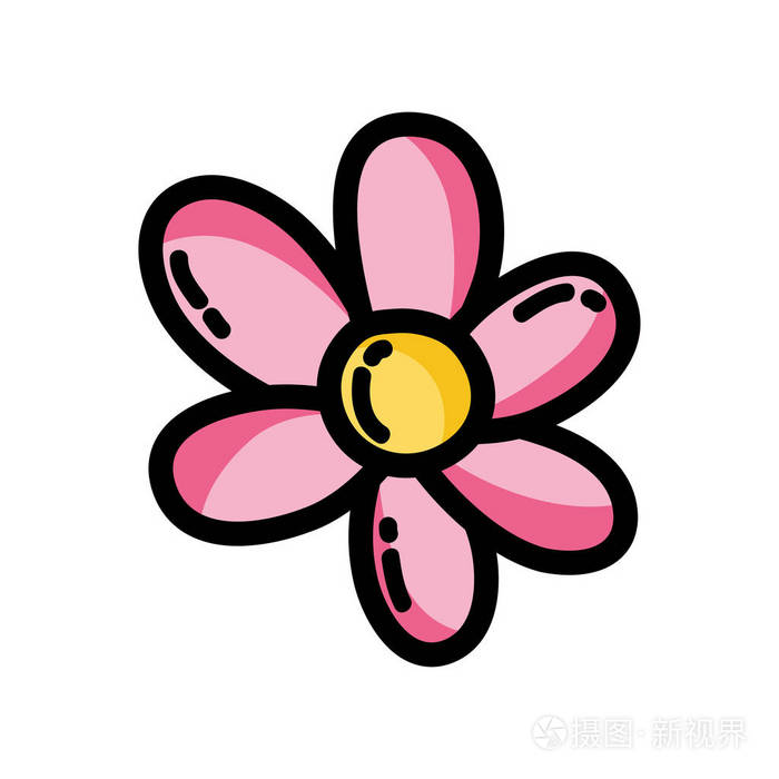 美丽的花朵,可爱的花瓣设计矢量插图