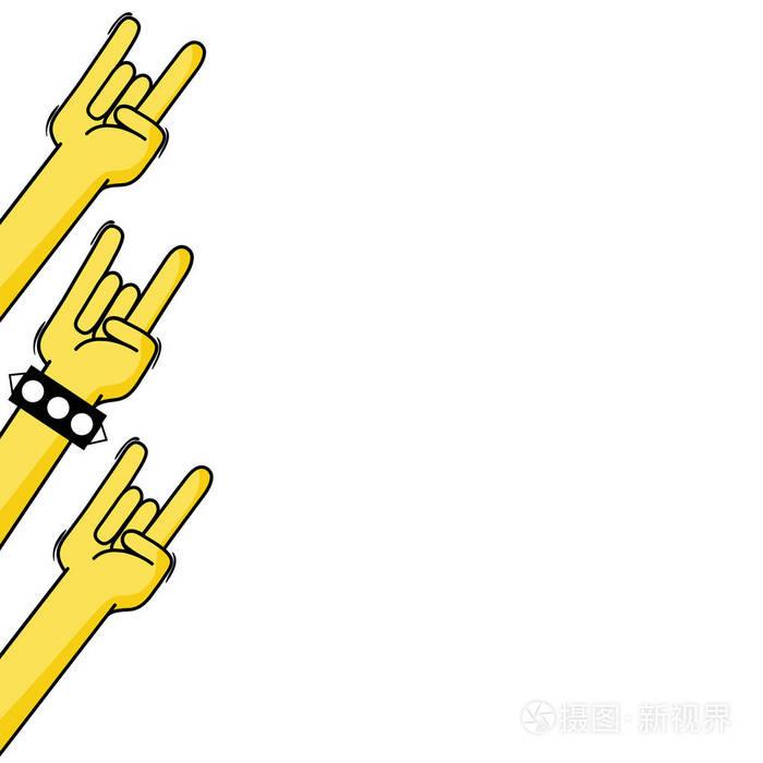 双手举起摇滚手势交流矢量插图