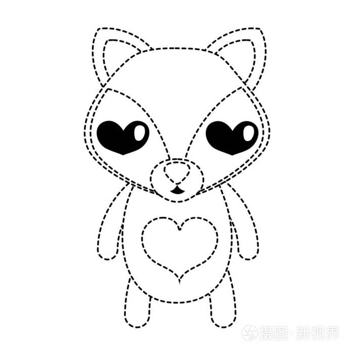 虚线形状迷人的狐狸可爱的野生动物矢量插图插画-正版商用图片18ttcu