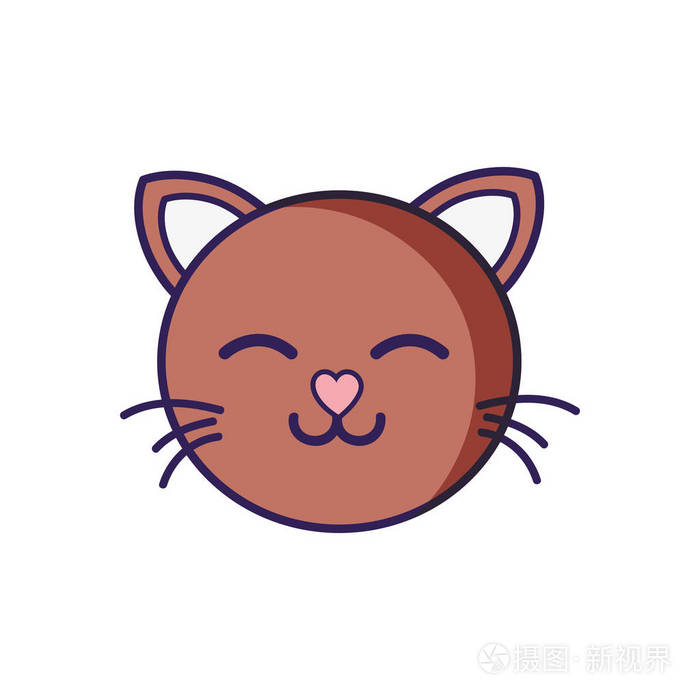 睡猫头可爱动物矢量插图