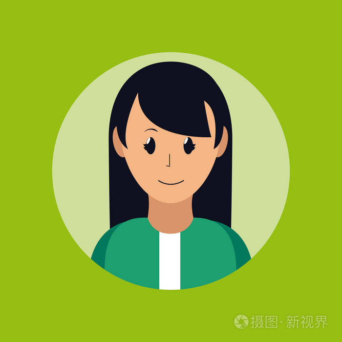 女子微笑轮廓圆形图标矢量插图图形设计插画-正版商用图片18tu07-摄图