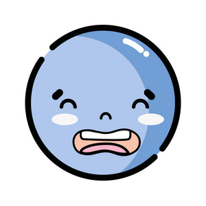 卡瓦伊头可爱厌恶脸矢量插图照片