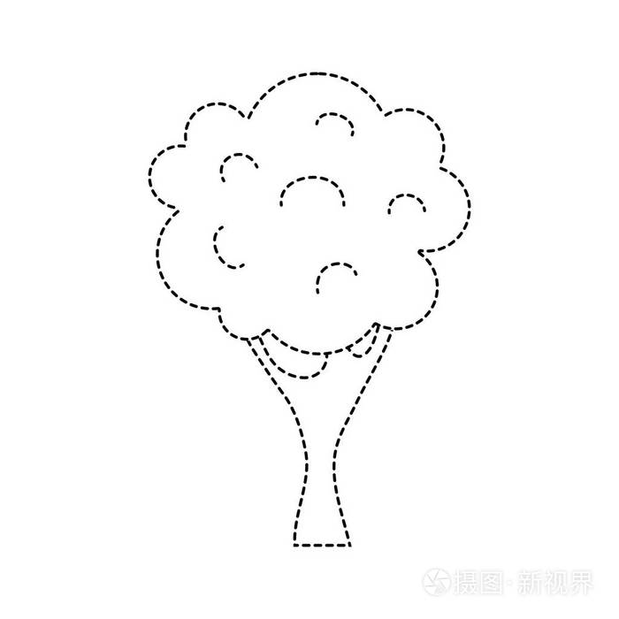 虚线形状自然树,树干和树枝设计矢量图插画-正版商用图片18tuyu-摄图