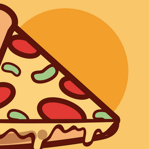 意大利披萨快餐卡通特写矢量插图平面设计