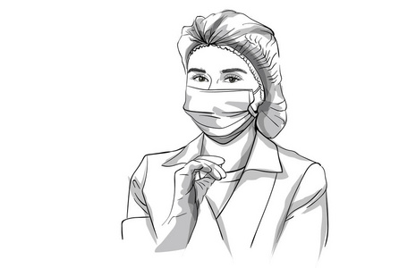 矢量字符集戴着面具向量素描的医生.