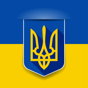 国徽图乌克兰国旗,乌克兰三叉戟国徽,矢量插图照片