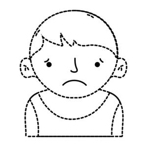虚线形状化身男孩与t恤和发型设计矢量插图