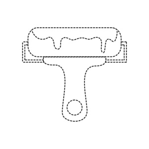 虚线形状油漆滚筒工具创意工作矢量插图