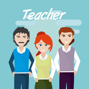 青年教师团队合作卡通概念矢量插图平面设计照片