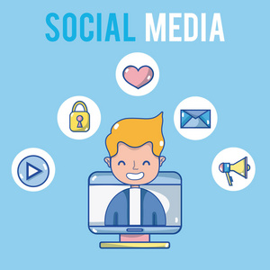 电子邮件标志的卡通人图片