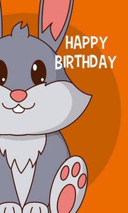 兔子生日快乐可爱卡片卡通矢量插图