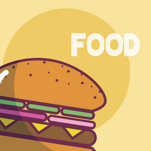 汉堡美食卡通概念矢量图平面设计