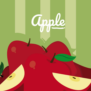 苹果水果卡通矢量图平面设计