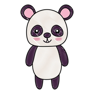 可爱快乐的熊猫野生动物矢量插图