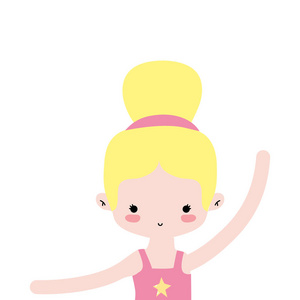 彩色女孩练习芭蕾发髻设计矢量插图