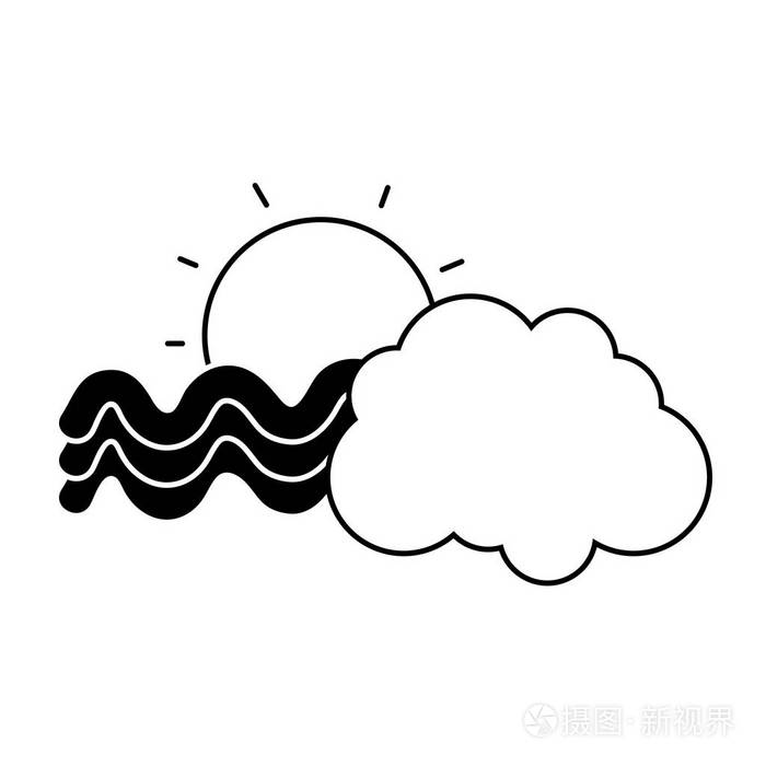 等高线太阳和明亮的彩虹与云在天空矢量插图插画-正版商用图片18txrx