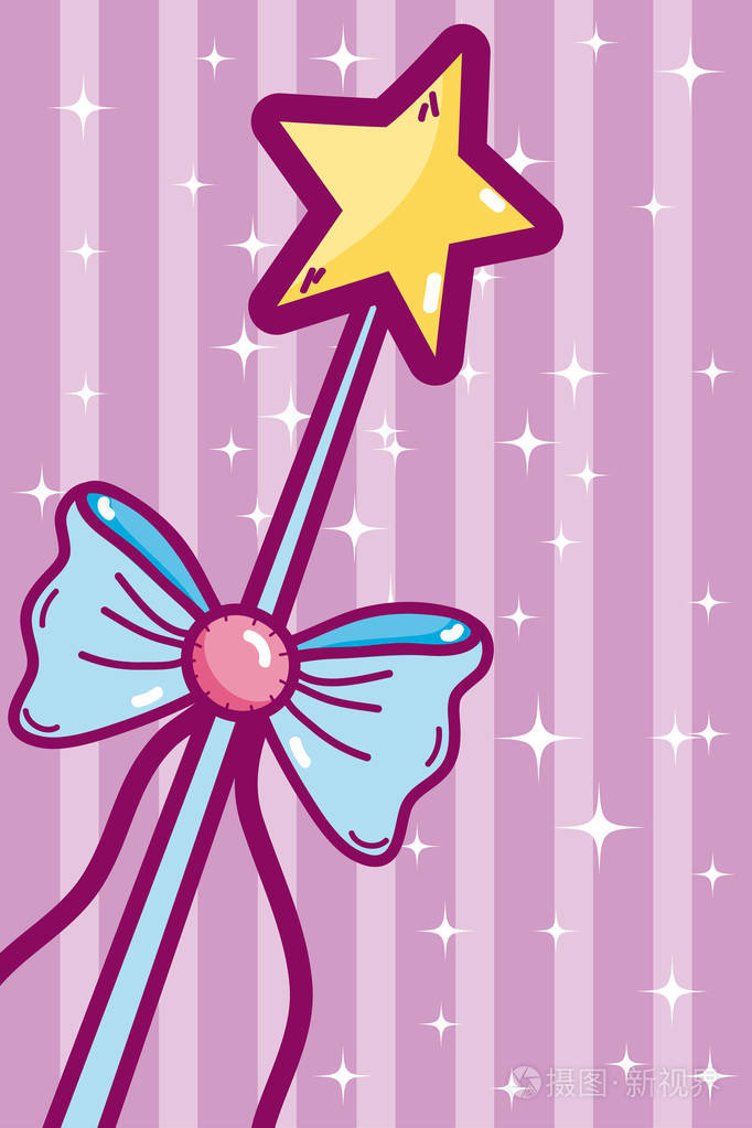 可爱的魔杖卡通条纹图案背景矢量插图图形