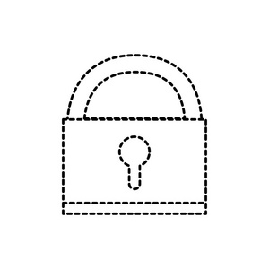 虚线形状挂锁对象符号安全保护矢量插图