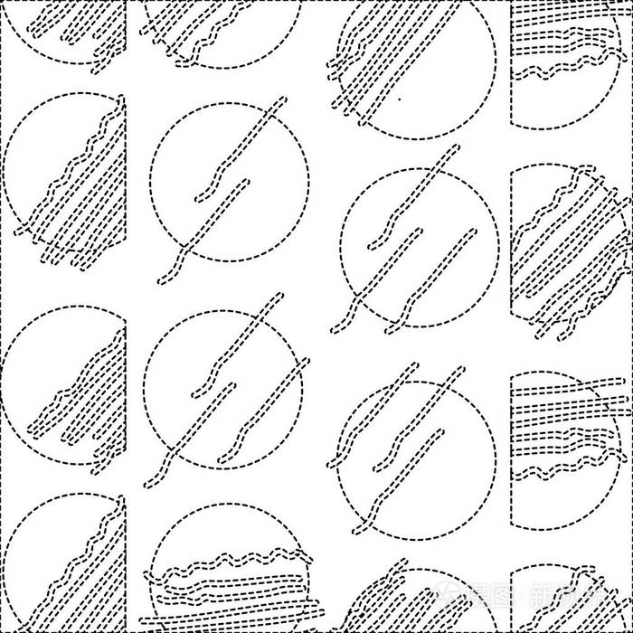 虚线形状抽象圆圈孟菲斯风格背景矢量插图
