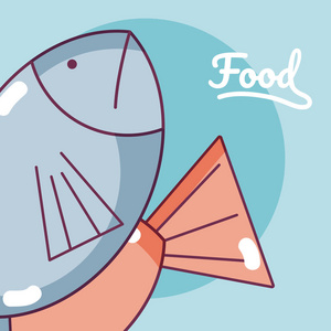 鱼类海鲜概念卡通插图图形设计