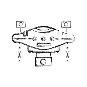 数字技术无人机与螺旋桨和数码相机矢量插图