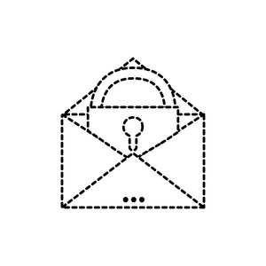 虚线形状电子邮件网格与挂锁嵌入到安全信息矢量插图。