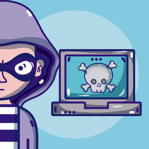 黑客与网络犯罪和病毒卡通矢量插图平面设计
