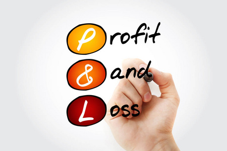 L  Profit and Loss acronym with marker, business concept backgr