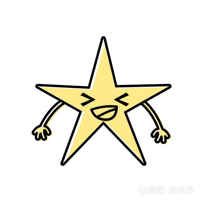 彩色快乐闪亮明星卡瓦伊卡通插图