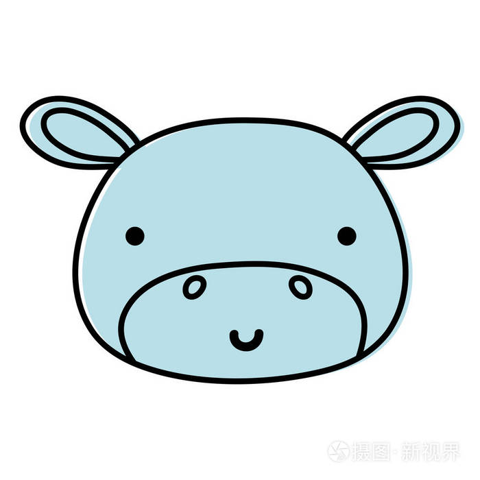 快乐河马头部野生动物矢量插图