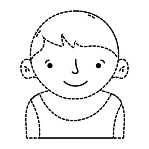虚线形状化身男孩与t恤和发型设计矢量插图