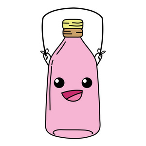 happy mason jar kawaii与线柄矢量图解