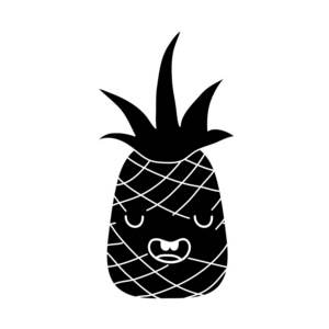 轮廓可爱的菠萝川爱有趣的水果矢量插图