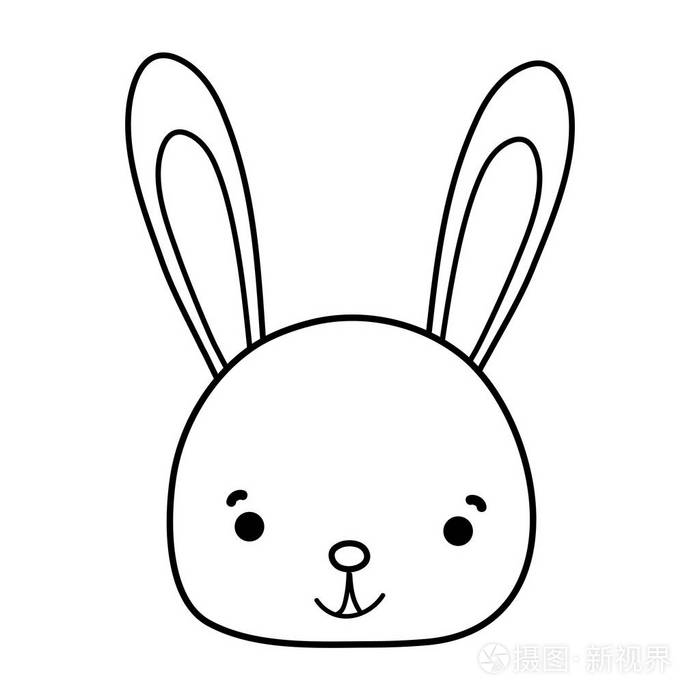 线微笑兔头野生动物插图插画-正版商用图片18u1j9-摄图新视界