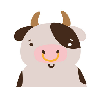 彩色可爱快乐牛野生动物载体插图