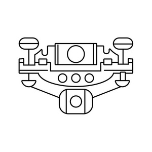 带螺旋桨和数码相机矢量插图的无人机线技术