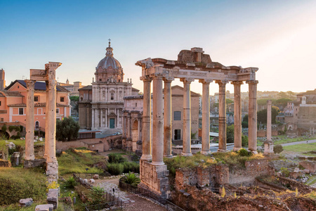 s forum at sunrise, ancient empire, Rome, Italy. Historical land