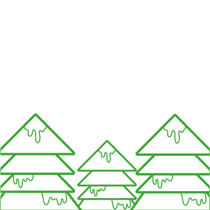 彩色线条自然松树，雪设计矢量插图