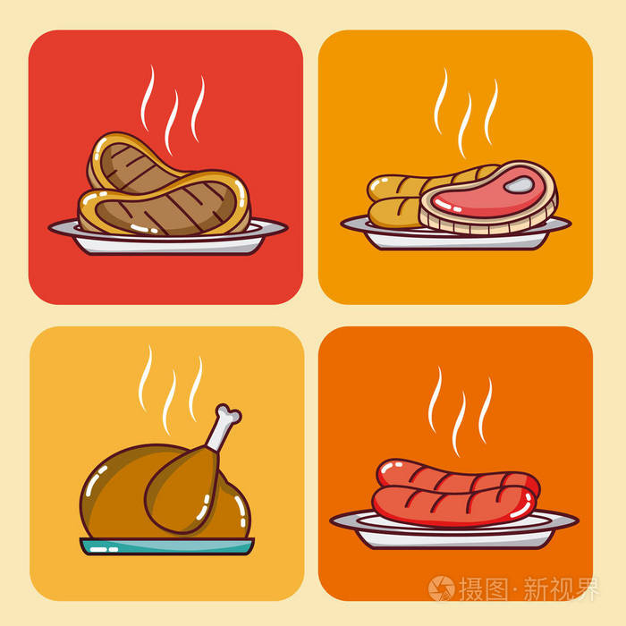 一套食物图标收集矢量插图平面设计插画-正版商用图片18u3ba-摄图新视