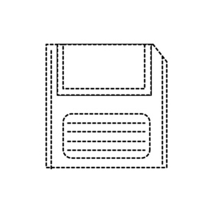 带数据信息矢量插图的虚线复古软盘技术