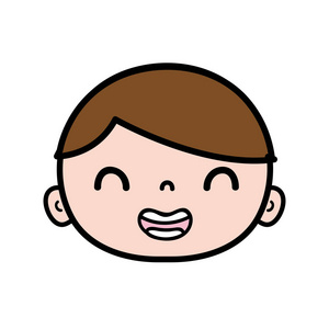 微笑化身男孩头棕色头发矢量插图照片