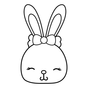 线害羞兔头野生动物插图图片