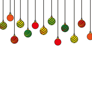 不同的球悬挂装饰圣诞矢量插图