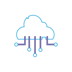 彩色数据云网络连接服务器矢量图