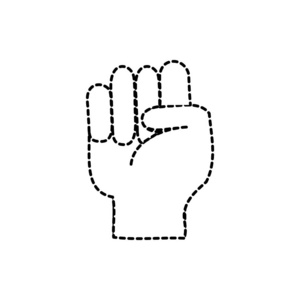 虚线形状手反对手势符号通信矢量插图