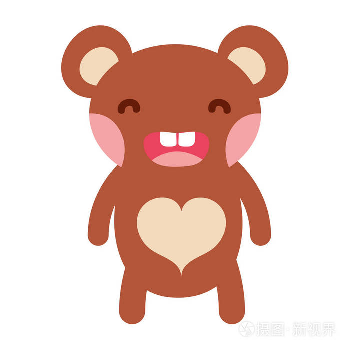 彩色微笑熊可爱野生动物插图