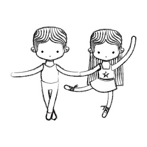 舞蹈女孩和男孩芭蕾运动和健康主题孤立设计矢量插图照片