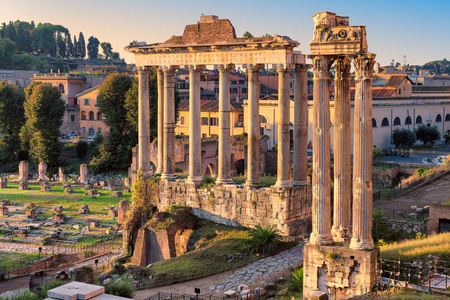 s forum at sunrise, ancient empire, Rome, Italy. Historical land