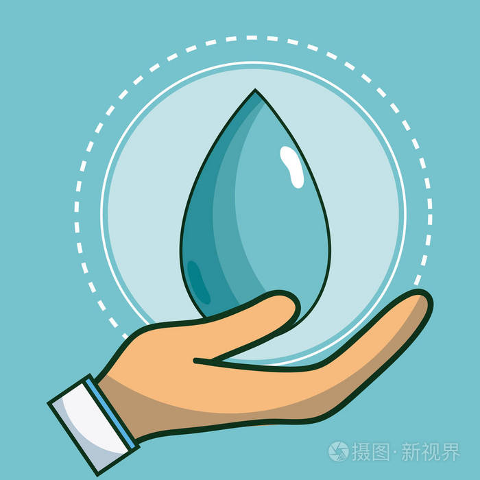 手握水滴矢量平面设计